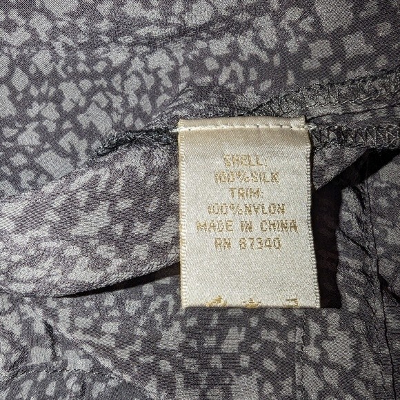 Gold Hawk Silk Gray Loose Fit Oversized Blouse Sleeve Top Lace Trim - Picture 8 of 10